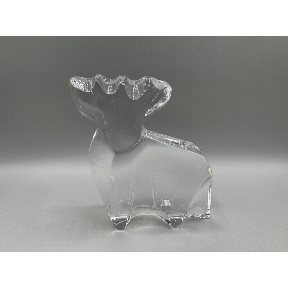 Große Paperweight Crystal Glass Elk Stag Deer Vintage Germany